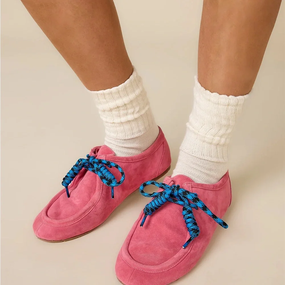 Pink Suede Charlotte Stone Loafers BRAND NEW 🩷💙 - Picture 1 of 7